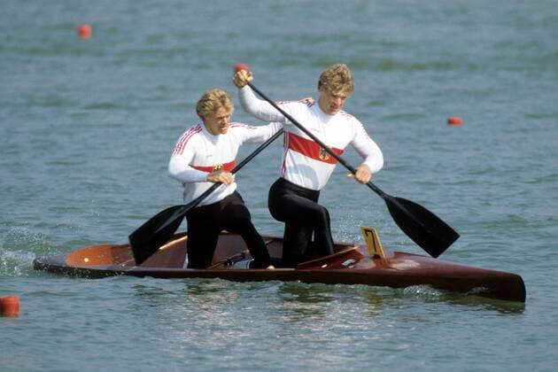 Hartmut und Wolfram Faust (beide BR Deutschland) Kanu OS Sommer Herren Olympische Spiele Seoul 1988, Sommerspiele, Kanusport, 2er Canadier, C2 Gruppe Aufnahmedatum geschätzt Seoul