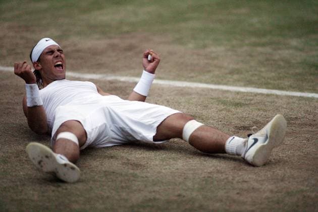Rafael Nadal (Spanien) gewinnt die All England Championships 2008 Tennis Herren All England Championships 2008, Grand Slam, ATP Tour, Finale Einzelbild Wimbledon London Begeisterung, Freude,