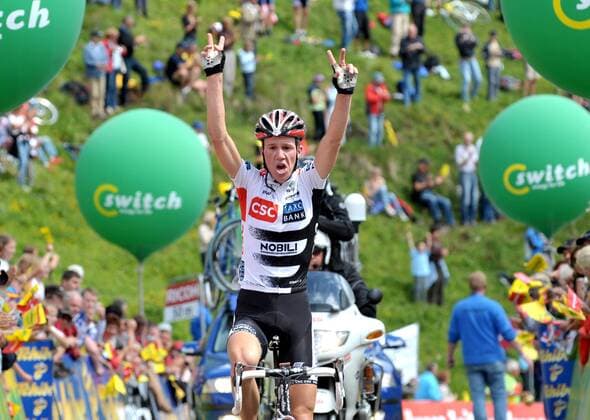 Chris Anker Sörensen (Dänemark CSC) gewinnt die 2. Etappe der Österreich Rundfahrt 2008 -  Radsport Herren Österreich Rundfahrt 2008, Österreichrundfahrt, Straßenradsport, Straße, Rad Einzelbild 2. Etappe: Toblach - Kitzbüheler Horn Freude,