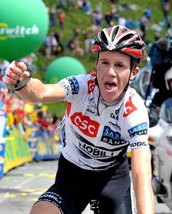 Chris Anker Sörensen (Dänemark CSC) gewinnt die 2. Etappe der Österreich Rundfahrt 2008 -  Radsport Herren Österreich Rundfahrt 2008, Österreichrundfahrt, Straßenradsport, Straße, Rad Einzelbild 2. Etappe: Toblach - Kitzbüheler Horn Freude,