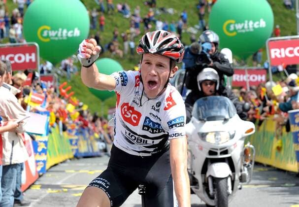 Chris Anker Sörensen (Dänemark CSC) gewinnt die 2. Etappe der Österreich Rundfahrt 2008 -  Radsport Herren Österreich Rundfahrt 2008, Österreichrundfahrt, Straßenradsport, Straße, Rad Einzelbild 2. Etappe: Toblach - Kitzbüheler Horn Freude, Begeisterung,