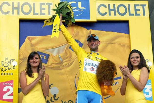Stefan Schumacher (Deutschland Gerolsteiner) gewinnt die 4. Etappe der Tour de France 2008 und übernimmt das Gelbe Trikot -  (pan26773) Radsport Herren Tour de France 2008, Straßenradsport, Straße, Rad, Zeitfahren, Einzelzeitfahren Gruppe 4. Etappe: Cholet Freude,