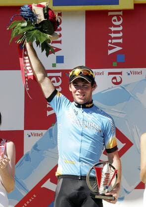 Mark Cavendish (Großbritannien Columbia) gewinnt die 5. Etappe der Tour de France 2008 Radsport Herren Tour de France 2008, Straßenradsport, Straße, Rad Einzelbild 5. Etappe: Cholet - Chateauroux Freude,