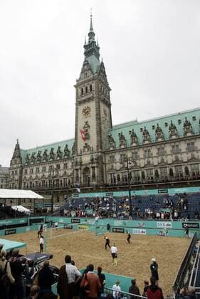 Beachvolleyball EM 2008 vor dem Hamburger Rathaus Beachvolleyball EM Damen Europameisterschaft 2008, Beach, Nestea European Championship Tour, Totale Hamburg