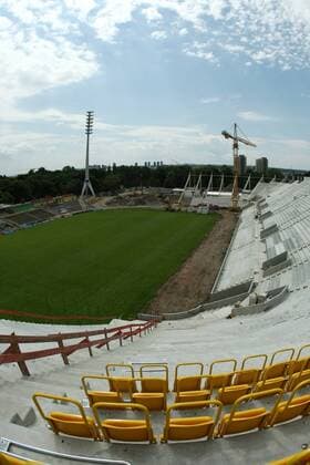 Fußball, Stadiongeschichte SG Dynamo Dresden Baustelle Rudolf Harbig Stadion, Heimspielstätte der SG Dynamo Dresden Fußball Herren 3. Liga 2008 2009, SG Dynamo Dresden, Bau, bauen, Baustelle, Bauarbeiten Totale Rudolf Harbig Stadion Dresden