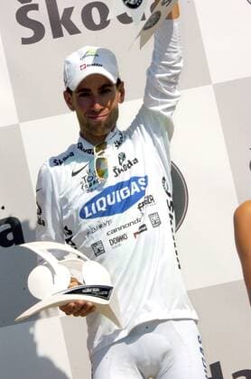 Vincenzo Nibali (Italien Liquigas) nach der 12. Etappe der Tour de France 2008 im weißen Trikot -  Radsport Herren Tour de France 2008, Straßenradsport, Straße, Rad, Vdig Einzelbild 12. Etappe: Lavelanet - Narbonne Freude,