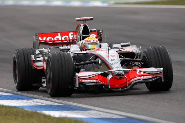 Lewis Hamilton (England McLaren Mercedes) in seinem Boliden Motorsport Grand Prix Herren Großer Preis von Deutschland 2008, Formel 1 Weltmeisterschaft, F1, F, GP, WM, Training Einzelbild Hockenheimring Hockenheim