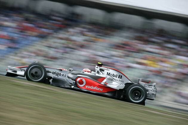 Heikki Kovalainen (Finnland McLaren Mercedes) in seinem Boliden Motorsport Grand Prix Herren Großer Preis von Deutschland 2008, Formel 1 Weltmeisterschaft, F1, F, GP, WM Einzelbild Hockenheimring Hockenheim Dynamik,