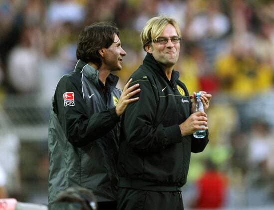 Trainer Jürgen Klopp (re.) und Co Trainer Zeljko Buvac (beide BVB) Fußball 1. BL Herren Supercup 2008 2009, Borussia Dortmund Gruppe Dortmund