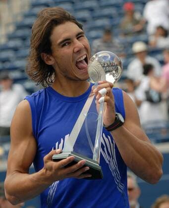 Rafael Nadal (Spanien) gewinnt den Rogers Cup 2008 -  (TOR2008072701) Tennis Herren Rogers Cup 2008, ATP Tour, Masters Series, Finale Einzelbild Toronto Freude,