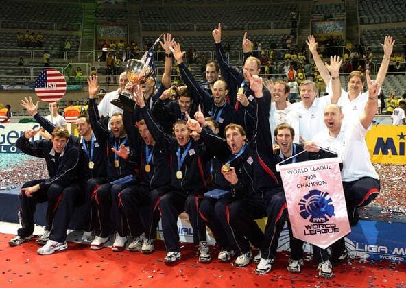 Team USA gewinnt die FIVB World League 2008 -  Volleyball Länderspiel Herren FIVB World League 2008, Worldleague, Weltliga, Nationalteam, Finale Totale Rio de Janeiro Freude, Begeisterung,