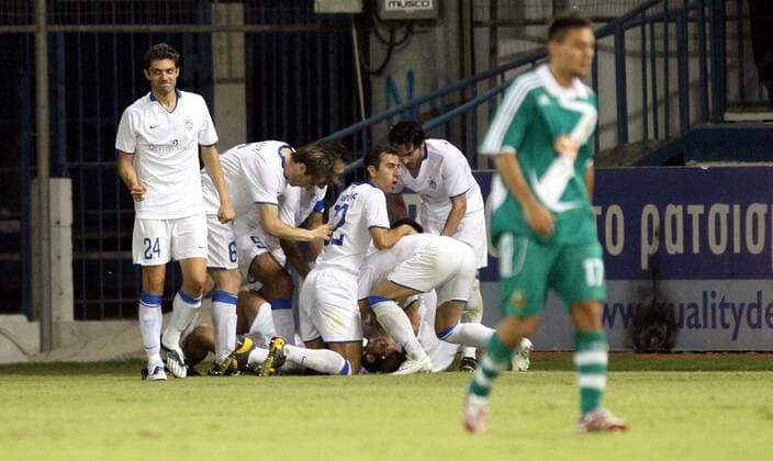 Torjubel Famagusta, u.a. Andreas Constantinou (li.) -  Fußball EC 1 Herren Champions League Qualifikation 2008 2009, Anorthosis Famagusta - SK Rapid Wien 3:0 Gruppe Larnaca Freude,