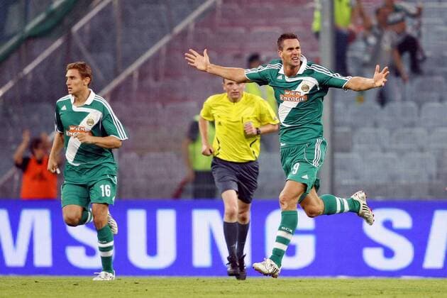 Stefan Maierhofer (Rapid Wien, re.) - Torjubel -  Fußball EC 1 Herren Champions League Qualifikation 2008 2009, SK Rapid Wien Gruppe Wien Freude,