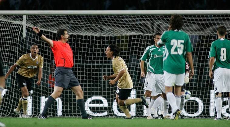 Mauro Camoranesi (Juventus Turin, Mitte) - Torjubel -  Fußball EC 1 Herren Champions League Qualifikation 2008 2009, Juventus Turin - FC Artmedia Bratislava, Juve Gruppe FC Petrzalka Turin Freude, Enttäuschung,