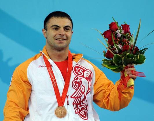 Tigran Varban Martirosyan (Armenien) belegt den 3. Platz im Gewichtheben der Klasse bis 85kg bei Olympia 2008 -  Gewichtheben OS Sommer Herren Olympische Spiele Peking 2008, Sommerspiele, Klasse bis 85kg Einzelbild Peking