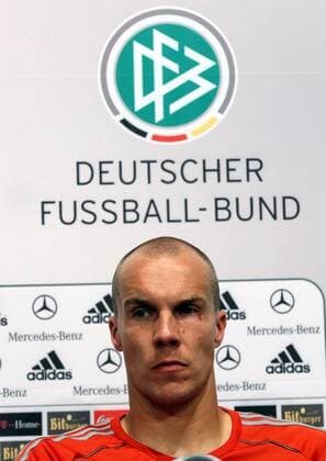 Torwart Robert Enke (Deutschland) während der Pressekonferenz des DFB Fußball Herren Nationalteam 2008, Pressekonferenz, Pressetermin Einzelbild Herzogenaurach