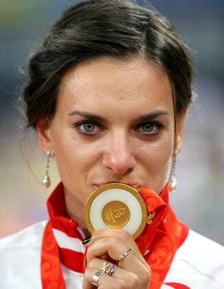Yelena Isinbayeva (Russland) - Olympiasiegerin 2008 im Stabhochsprung -  Leichtathletik OS Sommer Damen Olympische Spiele 2008, Sommerspiele, Stabhochsprung Porträt Peking