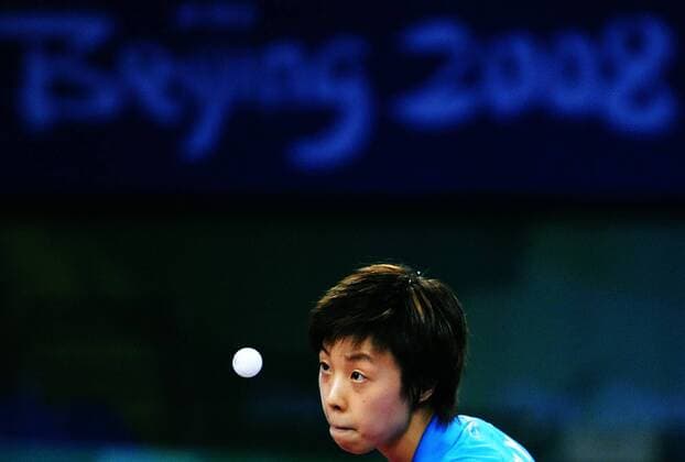 Zhang Yining (China ) -  Tischtennis OS Sommer Damen Olympische Spiele 2008, Sommerspiele, Nationaltrikot Einzelbild Peking