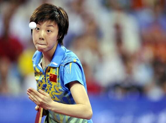 Zhang Yining (China) -  (IMCpau21319206) Tischtennis OS Sommer Damen Olympische Spiele 2008, Sommerspiele, Nationaltrikot Einzelbild Peking