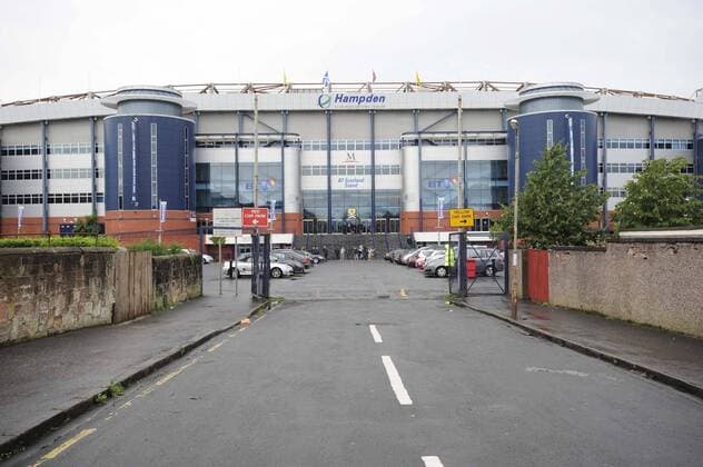 Hampden Park in Glasgow - EDITORIAL USE ONLY. No use with unauthorised audio, video, data, fixture lists, club league logos or live services. Online in-match use limited to 120 images, no video emulation. No use in betting, games or single club league player publications. Fußball Länderspiel Herren Freundschaftsspiel 2008, Test, Testspiel, Nationalteam Totale Hampden Park Stadium Glasgow
