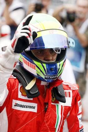 Felipe Massa (Brasilien Ferrari) feiert seine Pole Position beim GP von Europa 2008 Motorsport Grand Prix Herren Großer Preis von Europa 2008, Formel 1 Weltmeisterschaft, F1, F, GP, WM Porträt Valencia Freude,