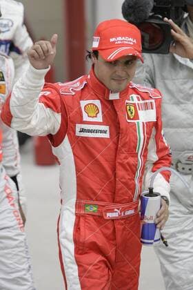 Felipe Massa (Brasilien Ferrari) feiert seine Pole Position beim GP von Europa 2008 -  Motorsport Grand Prix Herren Großer Preis von Europa 2008, Formel 1 Weltmeisterschaft, F1, F, GP, WM Einzelbild Valencia Freude,