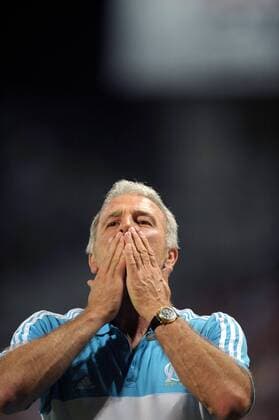 Trainer Eric Gerets (Marseille) - Schlussjubel -  Fußball EC 1 Herren Champions League Quali 2008 2009, Olympique de Marseille OM Einzelbild Marseille Glück, Freude,