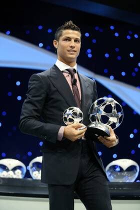 Cristiano Ronaldo (Manchester United Portugal) ist bester Stürmer und wertvollster Spieler zugleich der abgelaufenen Champions League Saison 2007 2008 -  (pan27683) Fußball EC 1 Herren Champions League Auslosung 2008 2009, Ziehung, Gruppenziehung, Gruppenauslosung, Gruppen Einzelbild Monaco o0 Monte Carlo Freude,