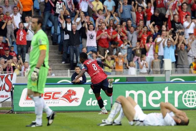 Fernandes Michel Bastos (Lille, hi.) - Torjubel -  Fußball Herren Ligue 1 2008 2009, 1. Französische Liga, OSC Lille - Girondins de Bordeaux Gruppe Lille Freude,