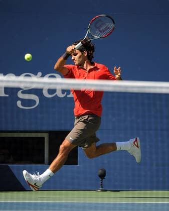 Roger Federer (Schweiz) Tennis Herren US Open 2008, Grand Slam, ATP Tour Einzelbild Flushing Meadows New York, NY, N.Y. Dynamik,