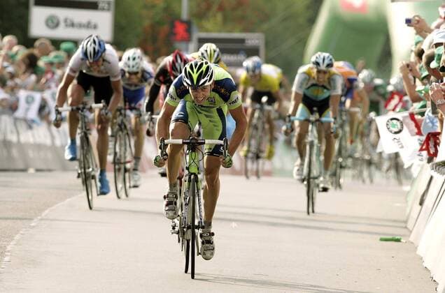 Leonardo Bertagnolli (Italien Liquigas) führt Radsport Herren Deutschland Tour 2008, Deutschlandtour, ProTour, Straßenradsport, Straße, Rad, Gruppe 3. Etappe: Herrieden - Wiesloch