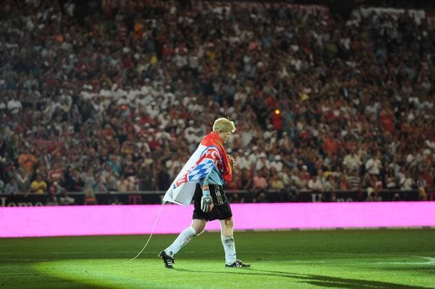Torwart Oliver Kahn (FC Bayern München) nimmt Abschied Fußball Herren Oliver Kahns Abschiedsspiel 2008, Abschied, Verabschiedung, Rücktritt, Karriereende, Karriere Ende Totale München