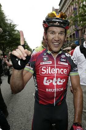 Robbie McEwen (Australien Silence Lotto) gewinnt die Vattenfall Cyclassics 2008 Radsport Herren Vattenfall Cyclassics 2008, Straßenradsport, Straße, Rad, Einzelbild Hamburg Freude,