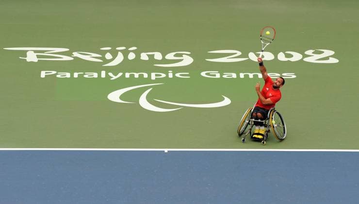 Michael Jeremiasz (Frankreich) -  Behindertensport Herren Paralympics 2008, Sommer Spiele, Sommerspiele, Behinderung, Rollstuhl, Tennis, Rollstuhltennis Totale Peking