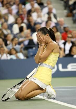 Jelena Jankovic (Serbien) verzweifelt -  Tennis Damen US Open 2008, Grand Slam, WTA Tour, Finale Einzelbild Flushing Meadows New York, NY, N Y Enttäuschung,