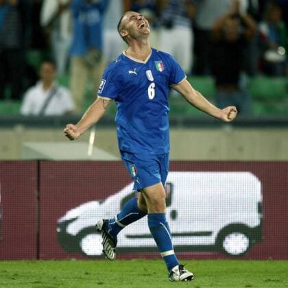 Daniele De Rossi (Italien) - Torjubel -  Fußball Länderspiel Herren WM Qualifikation 2008, Nationalmannschaft, Nationaltrikot Einzelbild Udine Freude, Begeisterung,