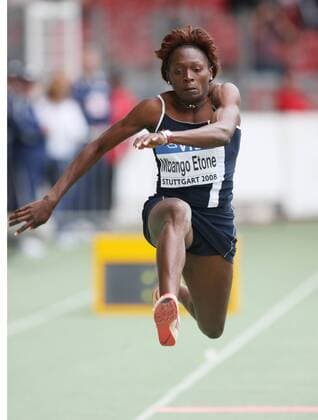 Francoise Mbango Etone (Kamerun) Leichtathletik Damen IAAF VTB Bank World Athletics Final 2008, WAF, Weltfinale, Meeting, Sportfest Einzelbild Stuttgart Dynamik,