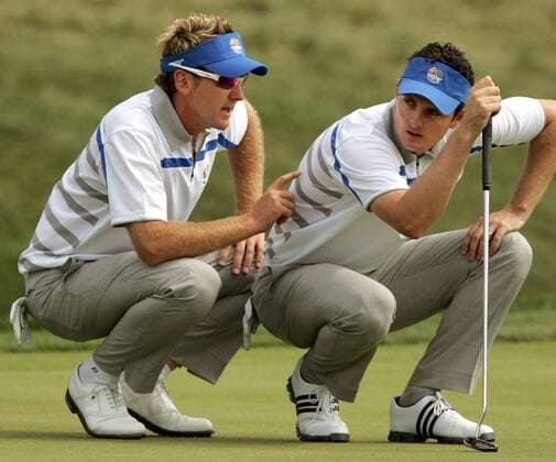 Ian Poulter (li.) und Justin Rose (beide England Team Europa) -  (LOU2008091908) Golf Herren Ryder Cup 2008, Rydercup Gruppe Louisville