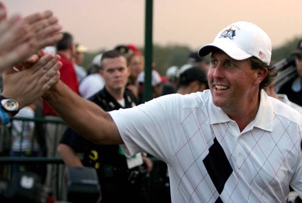 Phil Mickelson (Team USA) -  (LOU2008091920) Golf Herren Ryder Cup 2008, Rydercup, Einzelbild Louisville Freude,