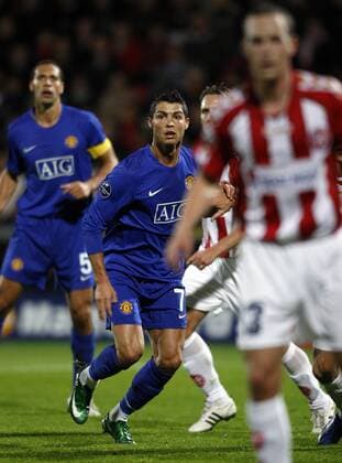 Cristiano Ronaldo (Manchester United, Mitte) -  Fußball EC 1 Herren Champions League 2008 2009, Aalborg BK - Manchester United 0:3, ManU Gruppe Aalborg