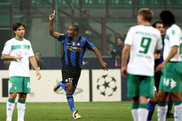 Maicon (Inter Mailand) - Torjubel -  Fußball EC 1 Herren Champions League 2008 2009, FC Internazionale Mailand - SV Werder Bremen Einzelbild Mailand