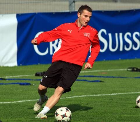 Alexander Frei (Schweiz) Fußball Herren Nationalteam 2008, Training Einzelbild Freienbach Dynamik, 