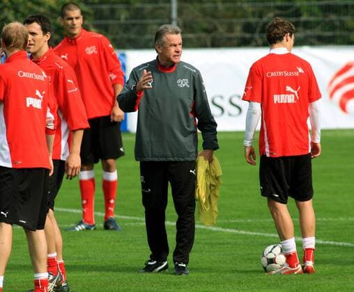 Nationaltrainer Ottmar Hitzfeld (Schweiz) Fußball Herren Nationalteam 2008, Training Gruppe Freienbach 