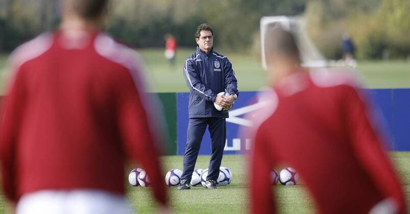 Nationaltrainer Fabio Capello (England) - EDITORIAL USE ONLY. No use with unauthorised audio, video, data, fixture lists, club league logos or live services. Online in-match use limited to 120 images, no video emulation. No use in betting, games or single club league player publications. Fußball Herren Nationalteam 2008, Training Totale