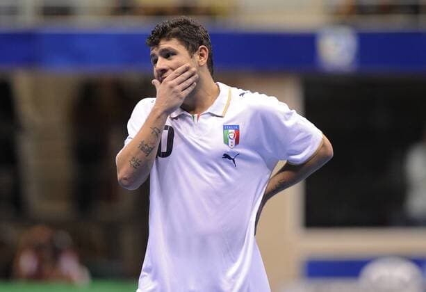 Adriano Foglia (Italien) enttäuscht - Fußball WM Herren Futsal WM 2008, Halle, Hallenfußball, Indoor, Länderspiel, Nationalteam, Nationaltrikot, Vdig Einzelbild Rio de Janeiro Enttäuschung,