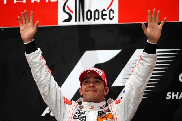 Lewis Hamilton (England McLaren Mercedes) gewinnt den Großen Preis von China 2008 Motorsport Grand Prix Herren Großer Preis von China 2008, Formel 1 Weltmeisterschaft, F1, F, GP, WM, Einzelbild Shanghai