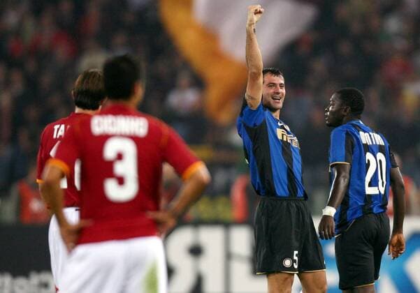 Dejan Stankovic (Inter Mailand, Mitte) - Torjubel -  Fußball Herren Serie A 2008 2009, 1. Italienische Liga, AS Rom - FC Internazionale Mailand 0:4 Gruppe Rom