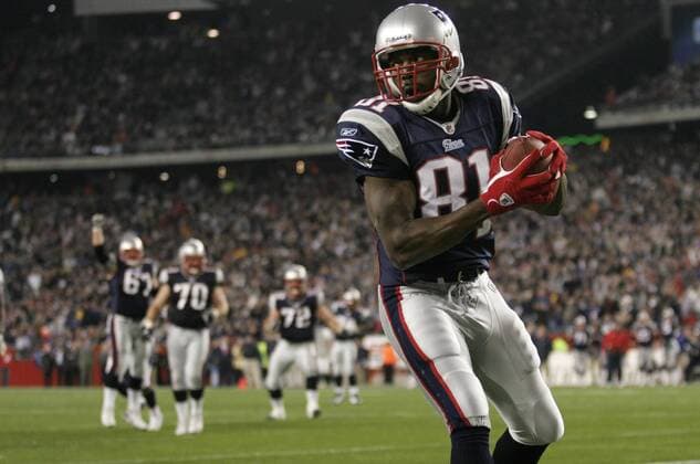 Randy Moss (New England Patriots) -  (BOS20081020006) American Football Herren NFL 2008 2009, New England Patriots Einzelbild Foxborough