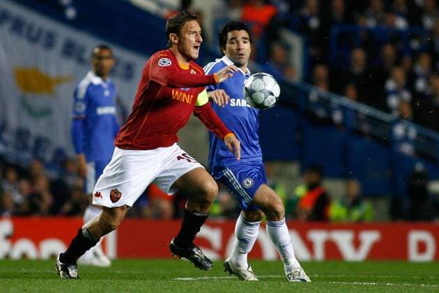 Deco (Chelsea, re.) gegen Francesco Totti (AS Rom) -  Fußball EC 1 Herren Champions League 2008 2009, Chelsea FC London - AS Rom, Roma Gruppe London Dynamik,