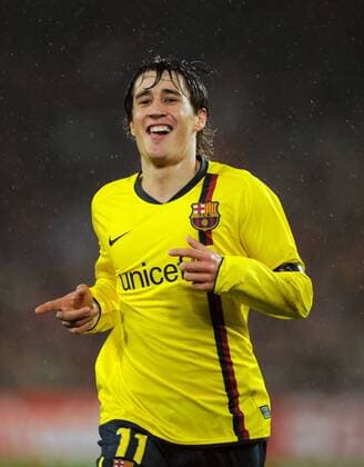 Bojan Krkic (FC Barcelona) - Torjubel - Fußball EC 1 Herren Champions League 2008 2009, Barca Einzelbild Basel Freude,